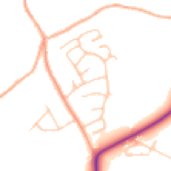Daytime road noise heatmap for DY10 3UG