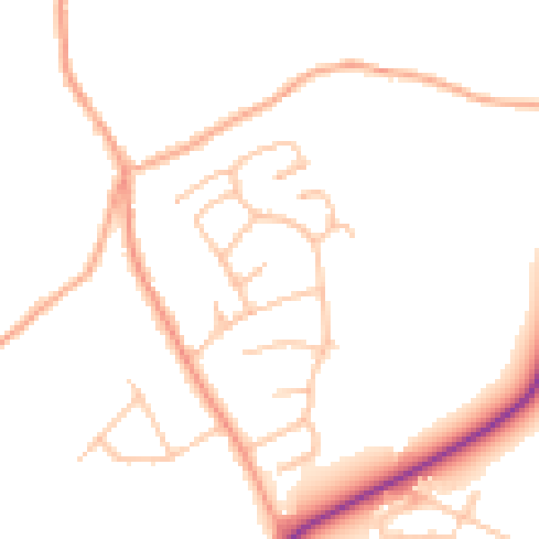 Daytime road noise heatmap for DY10 3UH