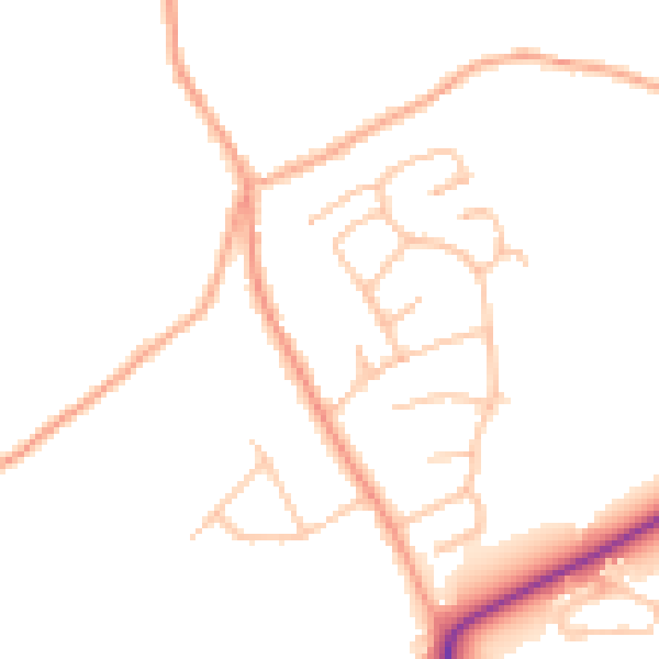 Daytime road noise heatmap for DY10 3UJ