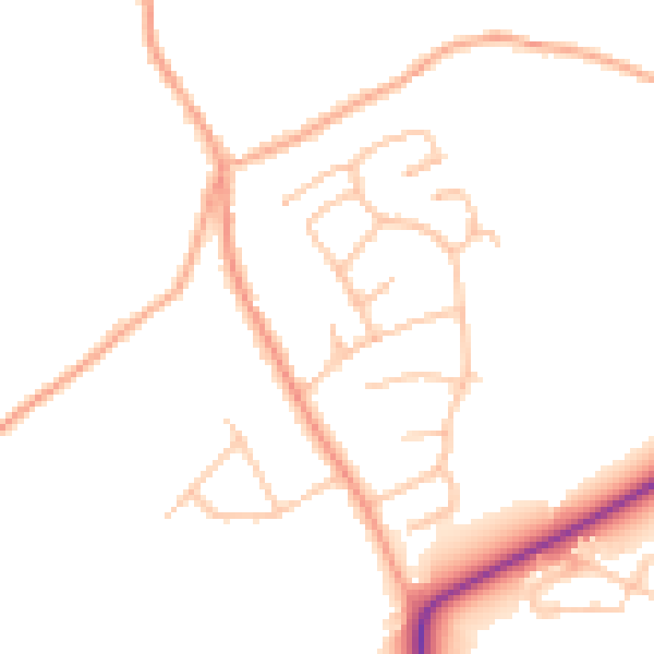 Daytime road noise heatmap for DY10 3UQ