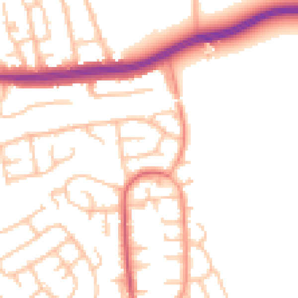 Daytime road noise heatmap for DY10 3YU