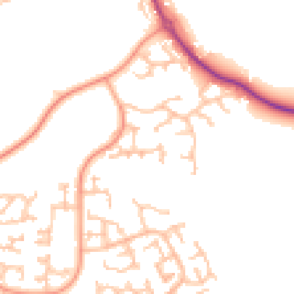 Daytime road noise heatmap for DY10 4EG