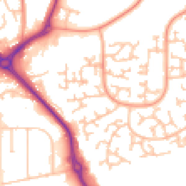Daytime road noise heatmap for DY10 4SZ