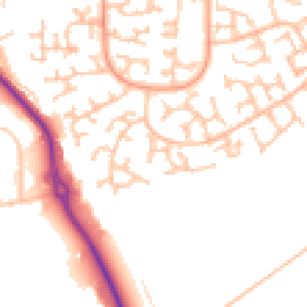 Daytime road noise heatmap for DY10 4TT