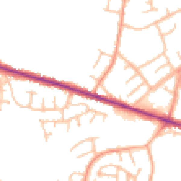 Daytime road noise heatmap for DY3 1AA