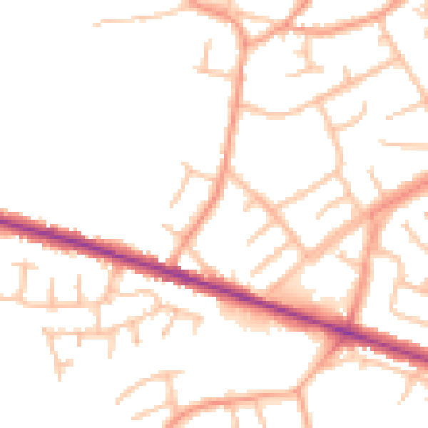 Daytime road noise heatmap for DY3 1AG