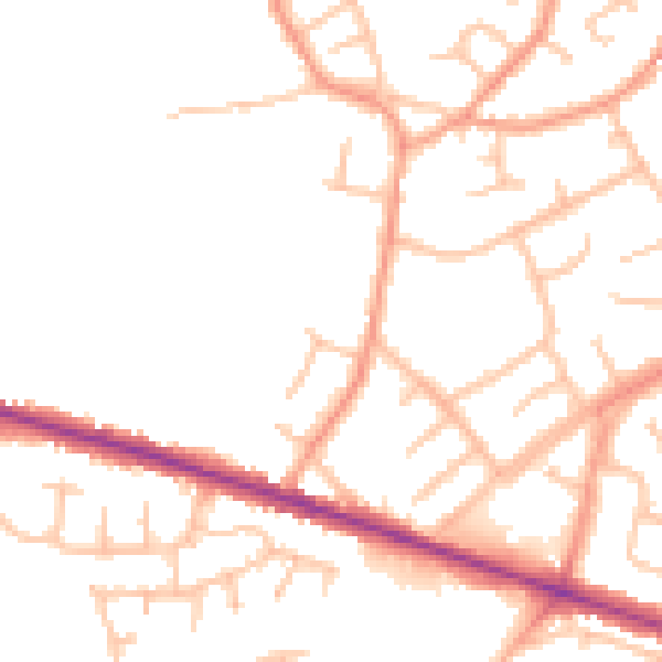 Daytime road noise heatmap for DY3 1AP