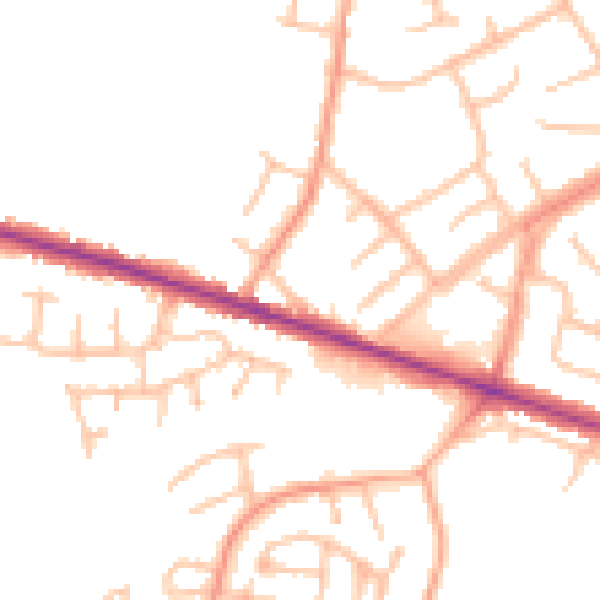 Daytime road noise heatmap for DY3 1AQ