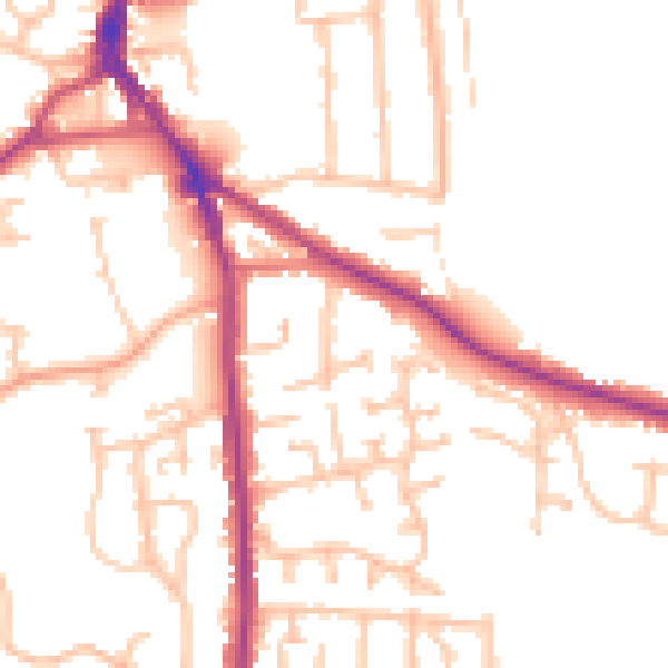 Daytime road noise heatmap for DY3 1BA