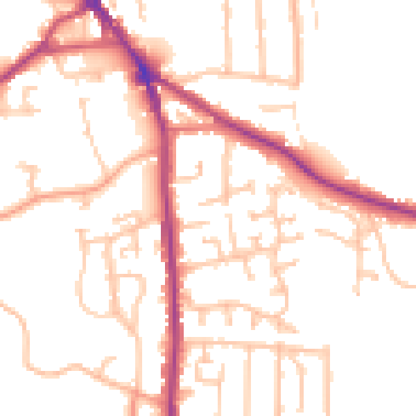 Daytime road noise heatmap for DY3 1BB