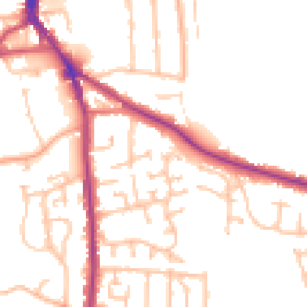 Daytime road noise heatmap for DY3 1BE
