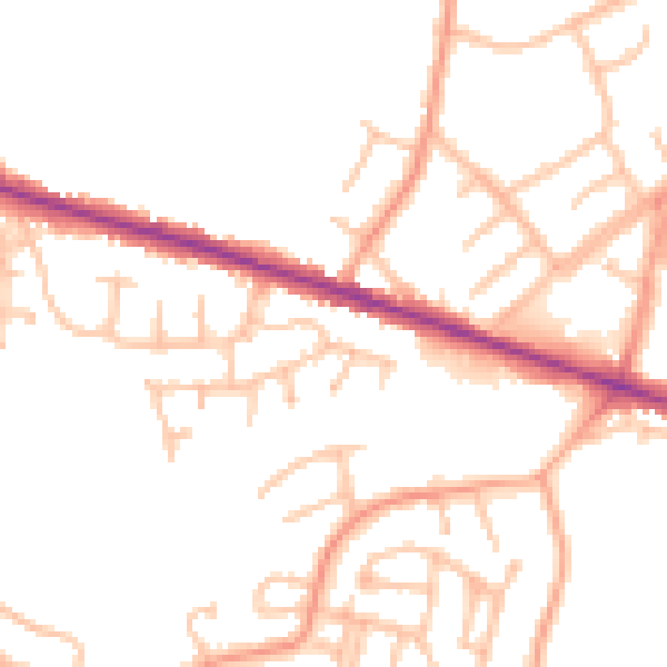 Daytime road noise heatmap for DY3 1BJ