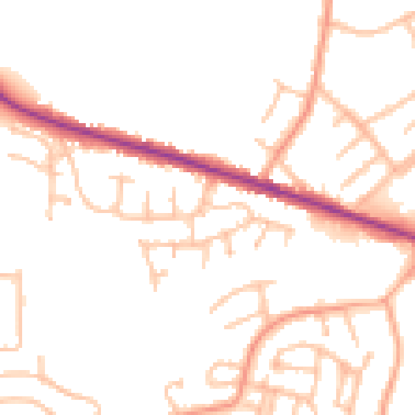 Daytime road noise heatmap for DY3 1BL