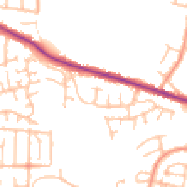 Daytime road noise heatmap for DY3 1BN