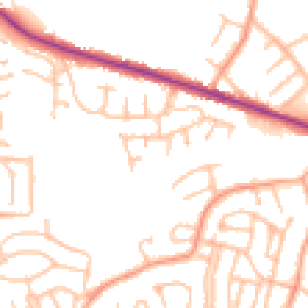 Daytime road noise heatmap for DY3 1BQ