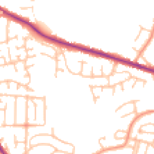 Daytime road noise heatmap for DY3 1BW