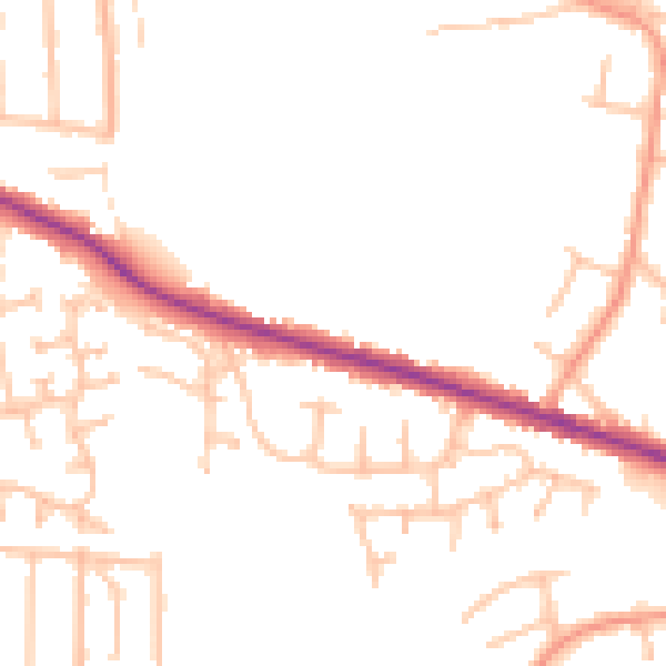 Daytime road noise heatmap for DY3 1BZ
