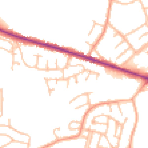 Daytime road noise heatmap for DY3 1DA