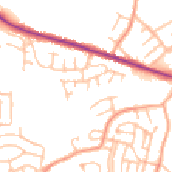 Daytime road noise heatmap for DY3 1DB