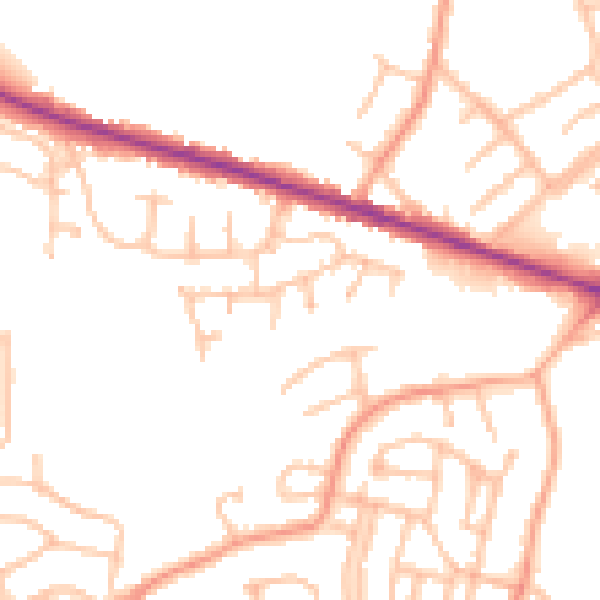 Daytime road noise heatmap for DY3 1DD