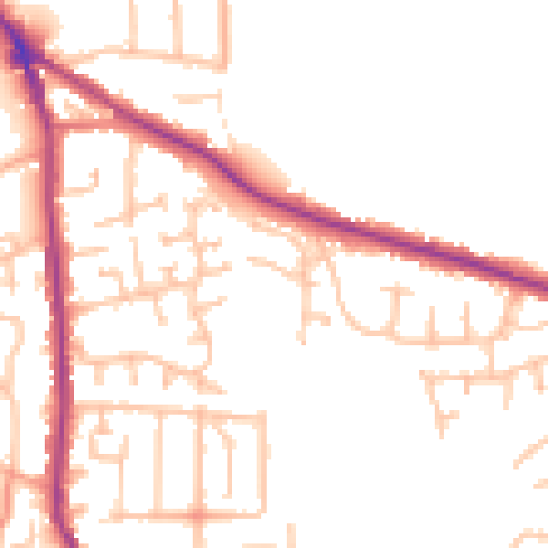 Daytime road noise heatmap for DY3 1DT
