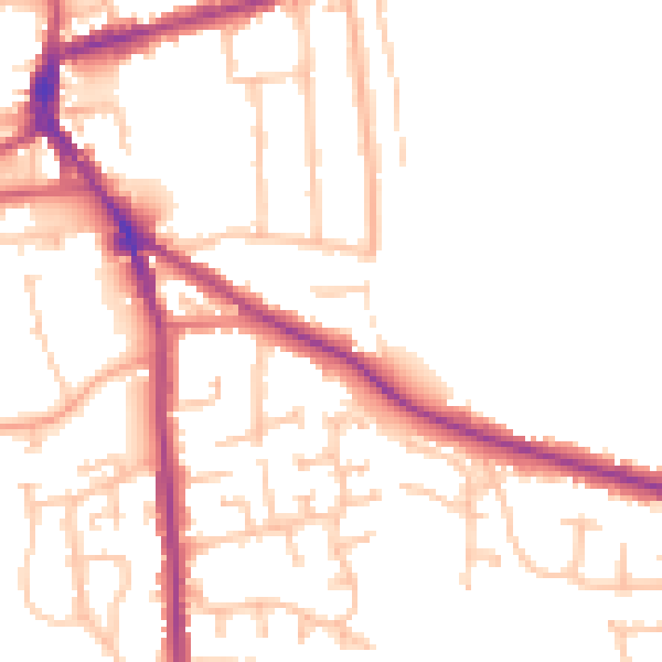 Daytime road noise heatmap for DY3 1HB