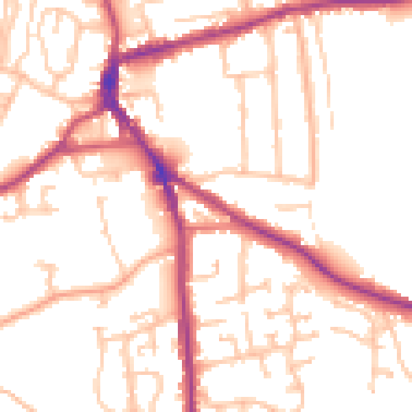 Daytime road noise heatmap for DY3 1HD