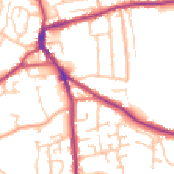 Daytime road noise heatmap for DY3 1HE