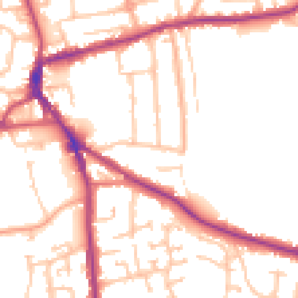 Daytime road noise heatmap for DY3 1HG