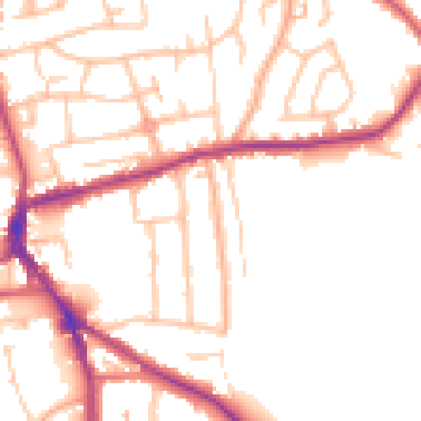 Daytime road noise heatmap for DY3 1HL