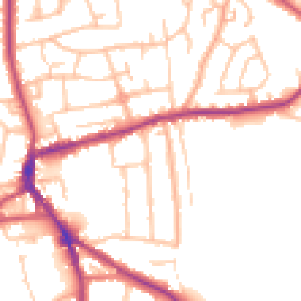 Daytime road noise heatmap for DY3 1HN