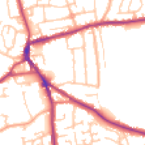 Daytime road noise heatmap for DY3 1HP