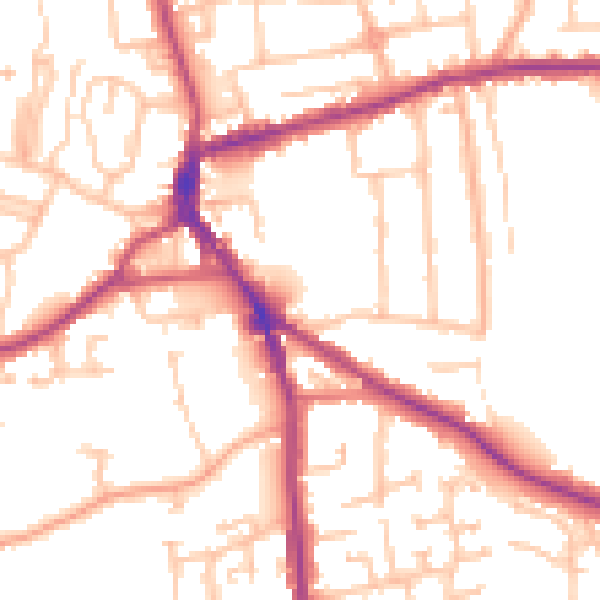 Daytime road noise heatmap for DY3 1HY