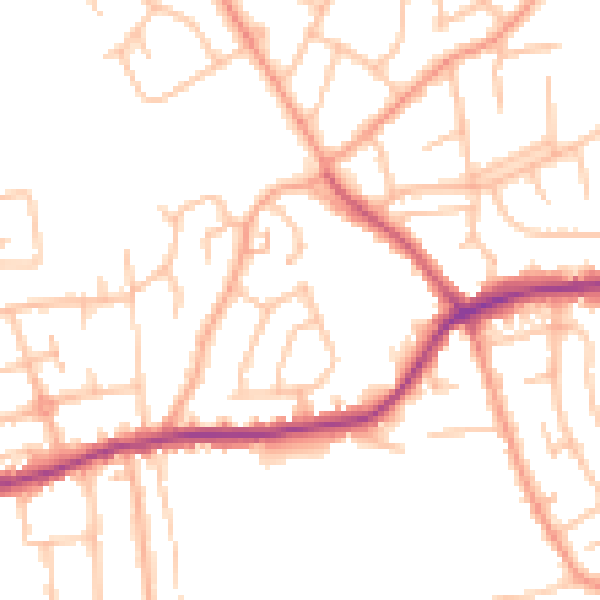 Daytime road noise heatmap for DY3 1LJ