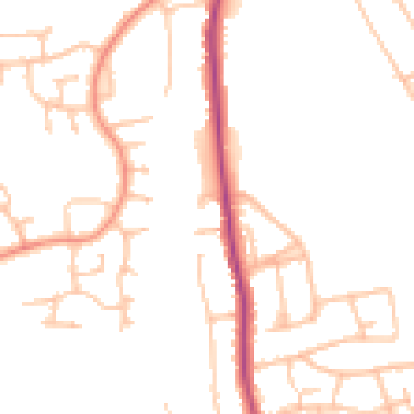 Daytime road noise heatmap for DY3 1QU