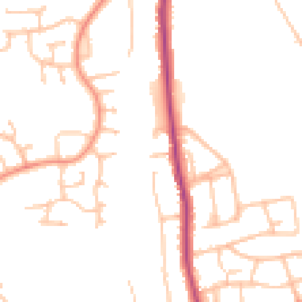Daytime road noise heatmap for DY3 1QW