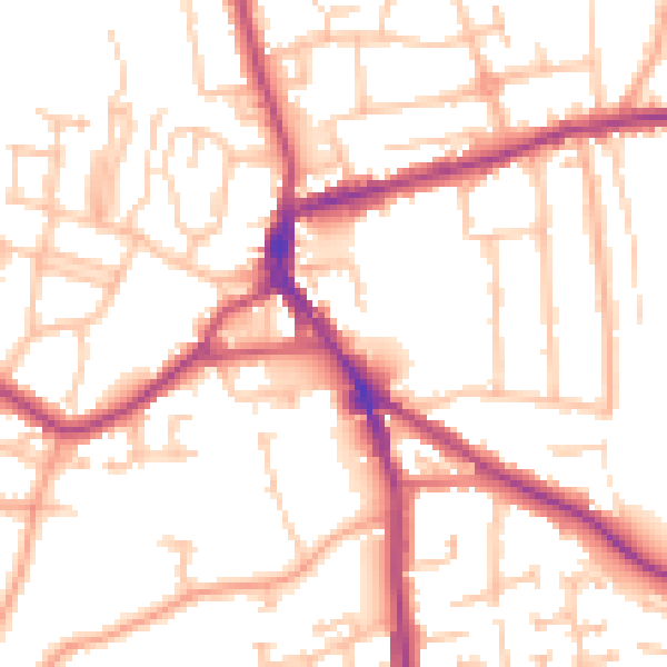Daytime road noise heatmap for DY3 1SA