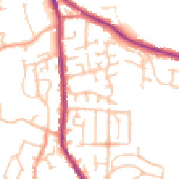 Daytime road noise heatmap for DY3 1SQ