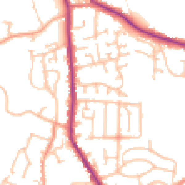 Daytime road noise heatmap for DY3 1SW