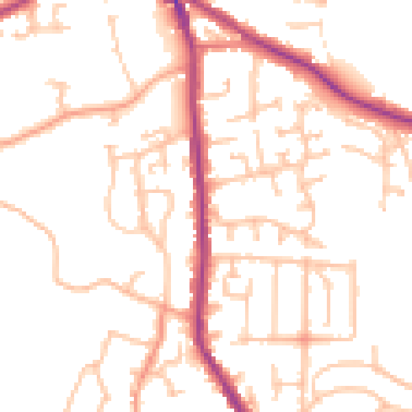 Daytime road noise heatmap for DY3 1TF
