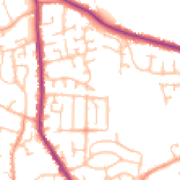 Daytime road noise heatmap for DY3 1TN