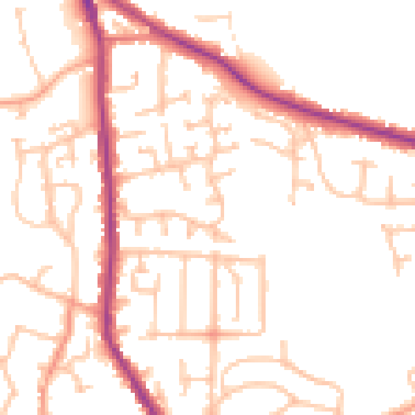 Daytime road noise heatmap for DY3 1TW