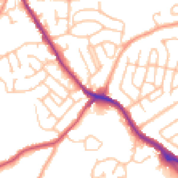 Daytime road noise heatmap for DY3 1UZ
