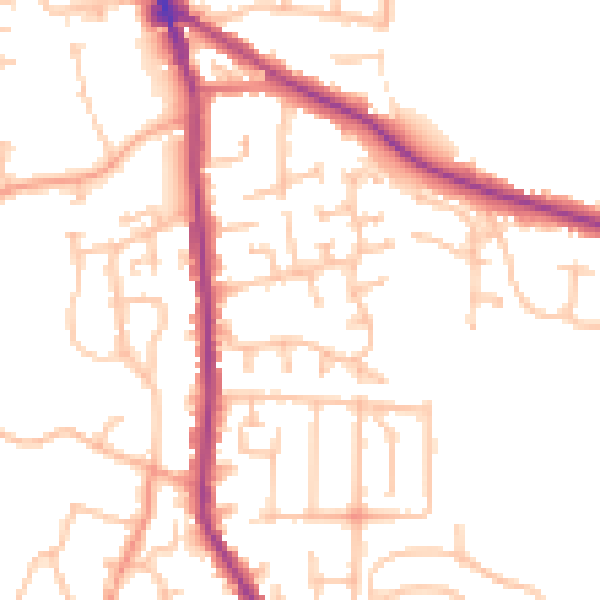 Daytime road noise heatmap for DY3 1WA