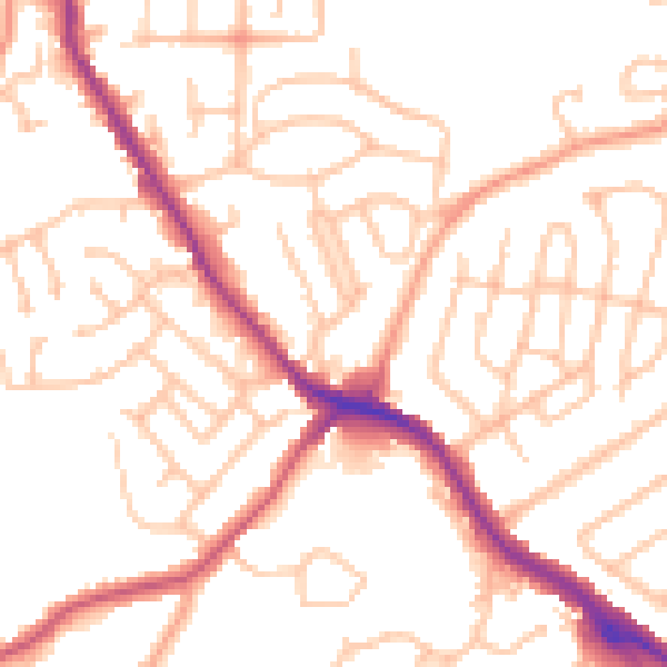Daytime road noise heatmap for DY3 1XZ