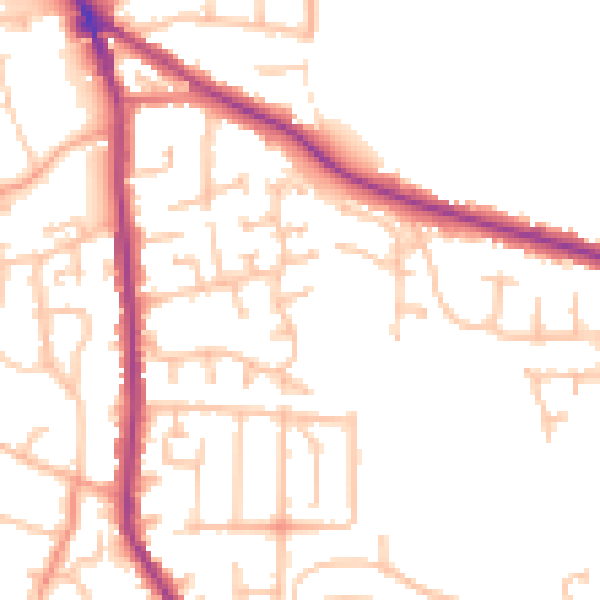 Daytime road noise heatmap for DY3 1YE