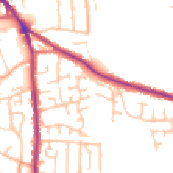 Daytime road noise heatmap for DY3 1YG