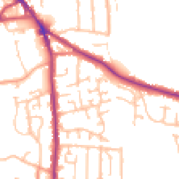 Daytime road noise heatmap for DY3 1YQ