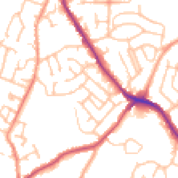 Daytime road noise heatmap for DY3 2BG