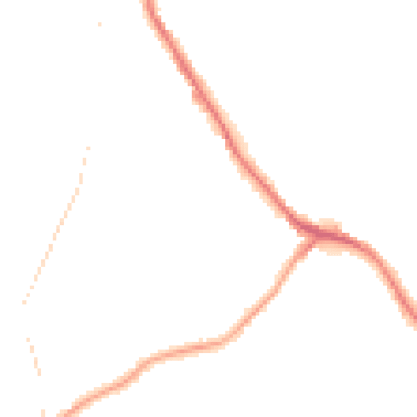 Night-time road noise heatmap for DY3 2BG